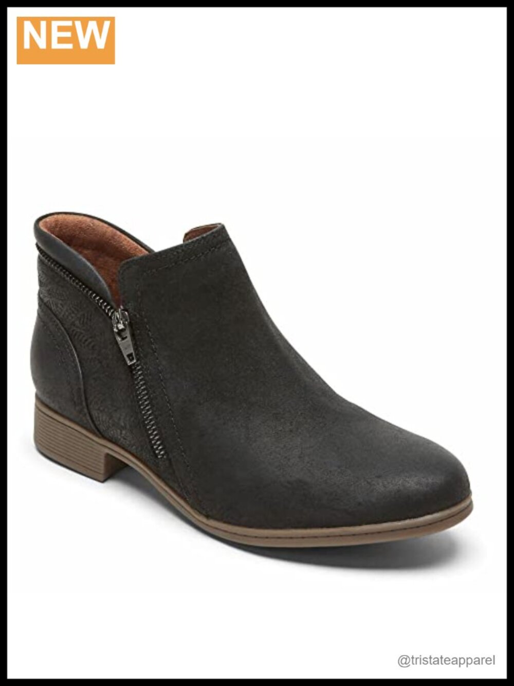 Women's Ankle Booties Leather Low Heel Zip Closure Fall Boots